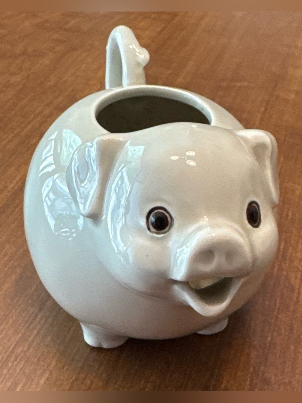 Fitz and Floyd Glossy White Ceramic Pig creamer
